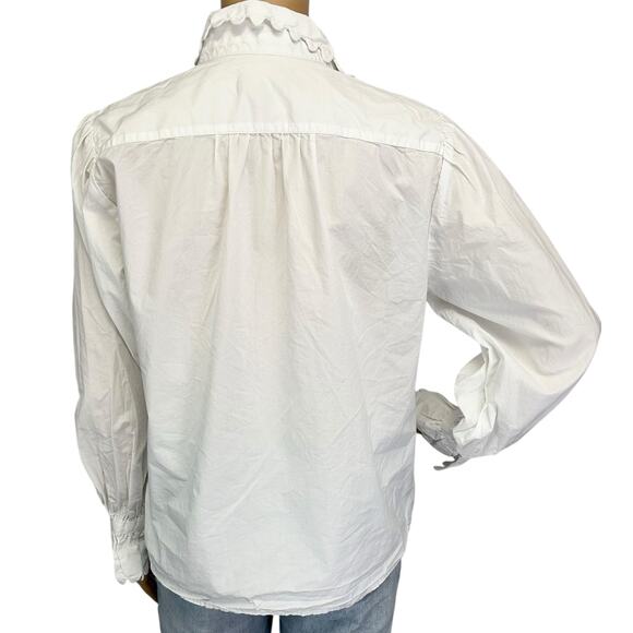 J. Crew Scalloped Cotton Poplin Popover Top White BL156 Size S - Picture 8 of 14